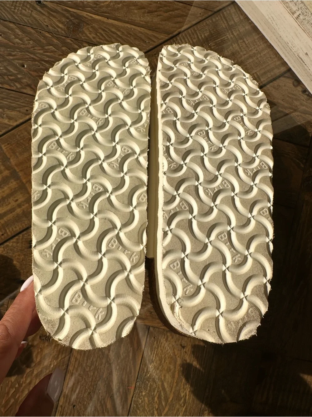 Birkenstock White Two-Strap Leather Sandals
